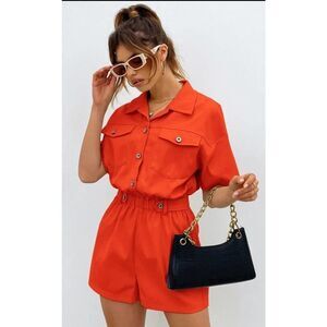 Button Front Romper L